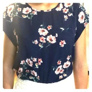 Navy blue floral blouse